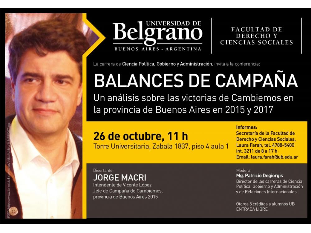 "Sobre el balance de las últimas campañas electorales": Conferencia de Jorge Macri