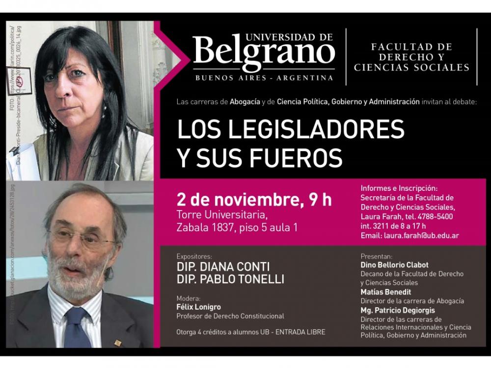 "Sobre los fueros parlamentarios": Conferencia de los diputados Pablo Tonelli y Diana Conti