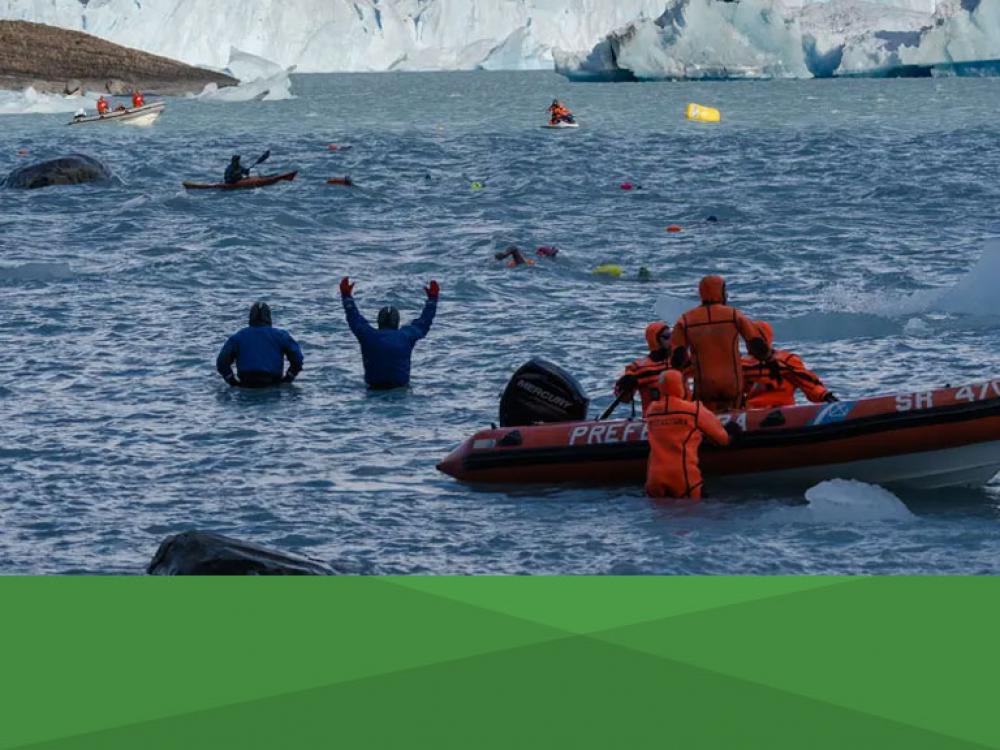 Mundial de Natación de Invierno: una experiencia única entre los témpanos del Glaciar Perito Moreno